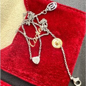 Authentic white gold Cartier diamond stud necklace